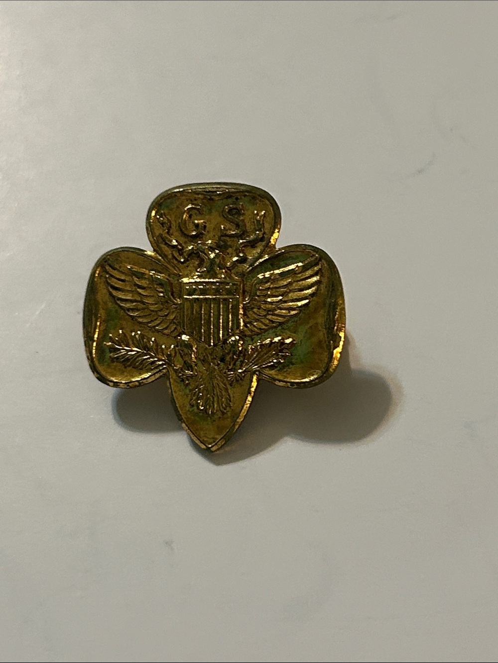 Vintage 1930s Girl Scout Trefoil Membership Pin Eagle Shield "B" Hallmark